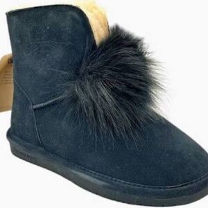 BEARPAW Libby Suede Sheepskin Pom Pom Boot 9 NWT